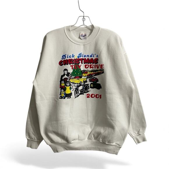 Hanes Other - Vintage Crewneck Sweatshirt Size Large White Toy Drive 2001 Dick Biondi Hanes